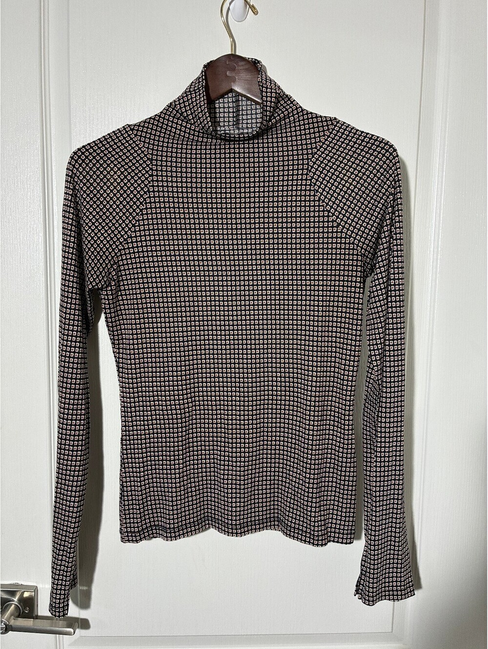 rag & bone Women's Medium pullover turtleneck tiny flower graphic print luxury